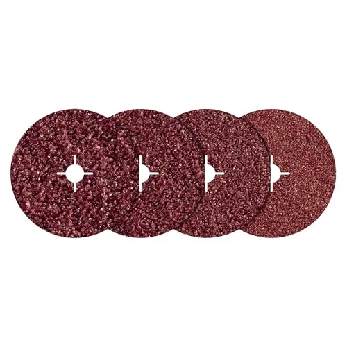 wolfcraft 2455000 20 Fiberschleifscheiben Ø 125 mm - Korn 24, 40, 60, 100 - Set aus 20 Stück zur Metallbearbeitung