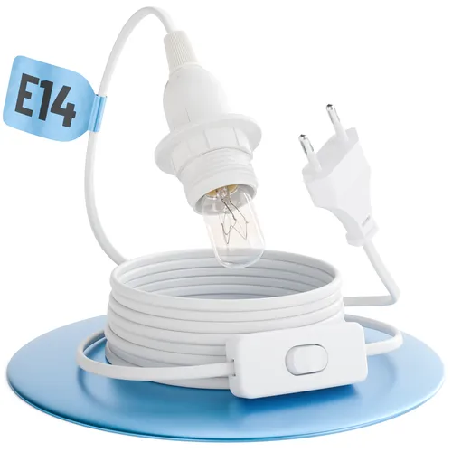 greate Lampenfassung E14 Sockel mit Stecker, Schalter & Kabel 3,5m - Wandfassung
