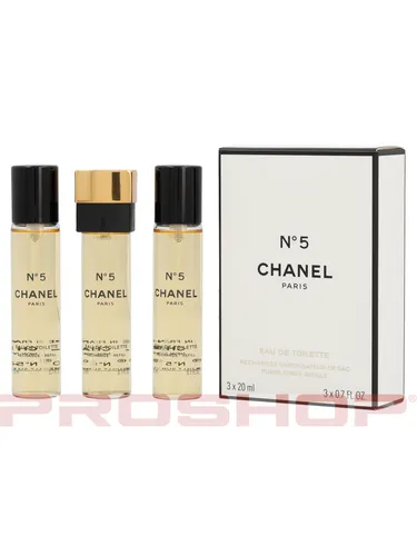 Chanel No. 5 Eau de Toilette Nachfüllung Taschenspray 3 x 20 ml - Damendüfte – Der ikonische blumig-pudrige Duft von Chanel, stilvoll und elegant, jetzt in praktischer Nachfüllgröße für unterwegs.