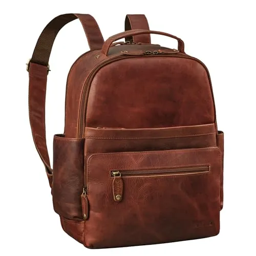 ROYALZ 'New Orleans' Leder Rucksack - Eleganter Echtleder Rucksack für Herren und Damen, ideal für 13-14 Zoll Laptops. Perfekt für Business, Uni oder Freizeit mit praktischem Stauraum und stilvollem Design.