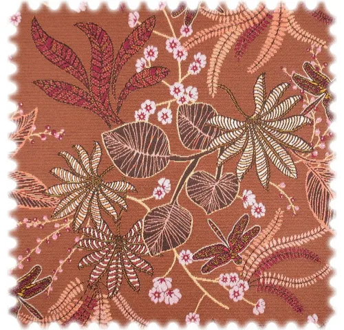 Heiro Jacquard Möbelstoff Planta Kupfer - 140 cm Breite - Trendiger Jacquard Möbelstoff Planta in Kupfer für stilvolle Polsterungen und Accessoires. Ideal für Kissen, Dekoschals und mehr. Mit geprüfter Qualität und vielseitig einsetzbar. Preis pro laufenden Meter.