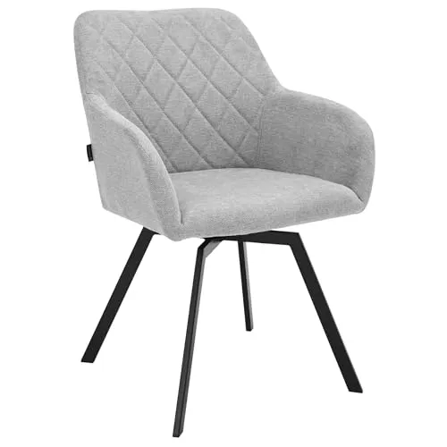 exitodesign Drehstuhl Esszimmer Panko 2 55x61,5x81,5 cm - Esszimmerstühle Gesteppt 360° Drehbar Bürostuhl Stuhl - für Esszimmer Küche Wohnzimmer Salon Schreibtisch (Grau)