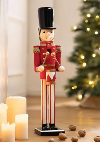 Dekoleidenschaft Dekofigur Zinnsoldat Nussknacker Figur 60 cm groß, traditionelle Weihnachtsdeko Soldat, klassischer Weihnachtsschmuck