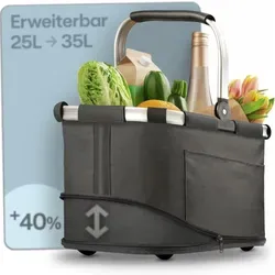 Praknu Faltbarer Einkaufskorb 2 in 1 – Erweiterbar auf 35 l mit Waschbarem Bezug
