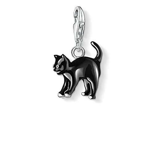 Thomas Sabo Damen Charm-Anhänger Katze schwarz - Eleganter Charm aus 925er Sterlingsilber mit Karabinerhaken, ideal für Bettelarmbänder und Ketten. Ein individuelles Geschenk für besondere Anlässe.