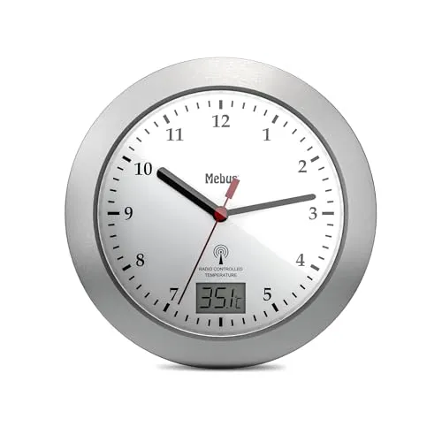Silberne Metall-Wanduhr von Mebus