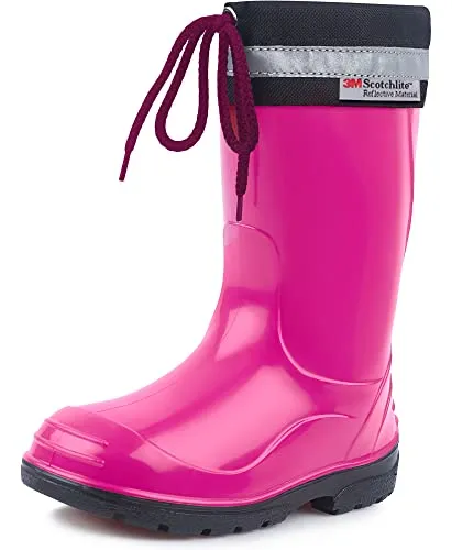 Ladeheid Kinder Gummistiefel mit Stulpe LA-972 (Fuchsia/Schwarz, 25 EU) - Wasserdichte Gummistiefel für Kinder, elastisch und formstabil, ideal für regnerische Tage und leicht zu reinigen. Perfekt für Waldspaziergänge und Gartenabenteuer.