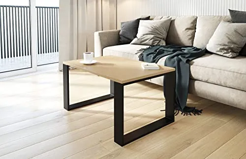 AKKE Couchtisch Wohnzimmertisch Beistelltisch Tisch Für Wohnzimmer Eiche Hell 80 x 60 x 45