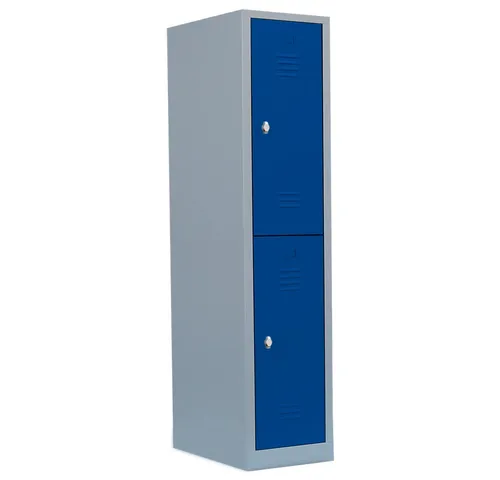 Steelboxx Spind 2 Fächer 180x41,5x50cm blau/grau - Werkstatteinrichtung, komplett verschweißt und montiert, ideal für eine sichere und ordentliche Aufbewahrung von Kleidung und Wertsachen.
