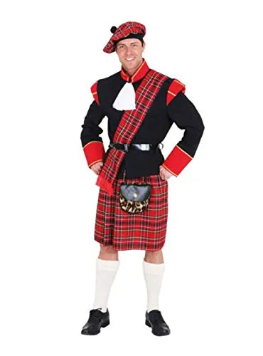 Schotte Kostüm für Herren, Größe 58/60 - Faschingskostüm für Erwachsene mit Barett, Jacke, Schärpe, Rock und Gürtel – ideal für Karneval und Fasching!