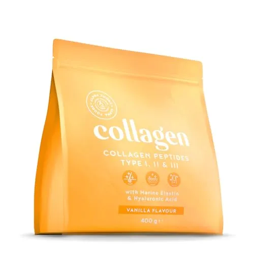 Collagen Pulver 400g | Premium Kollagen Hydrolysat mit Hyaluronsäure | Vanillegeschmack