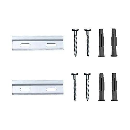 sossai® Dexo Kurzschienen Set | Länge 10 cm | 2x Kurzschiene + Schrauben + Dübel | zum Aufhängen von Küchen-Hängeschränken