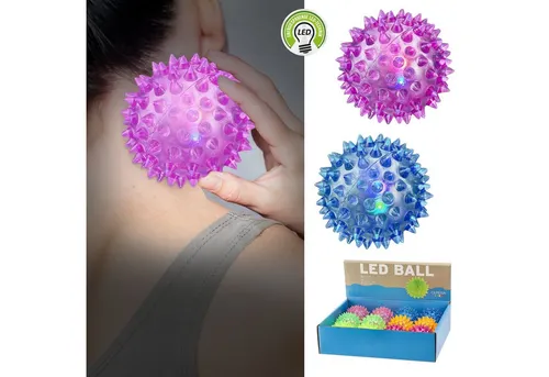 CEPEWA Massageball LED Massageball 12er Set 6 Farben Ø5,5cm Gummi blinkender Noppenball