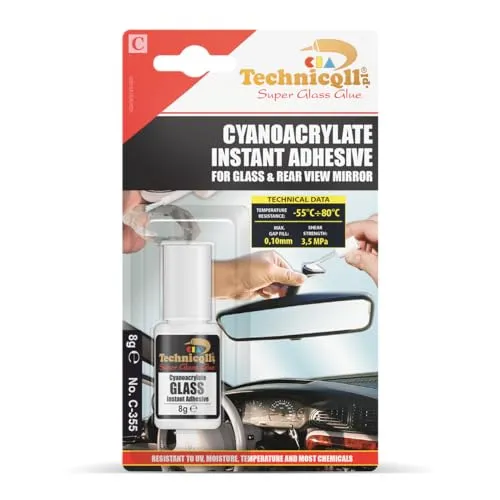 Technicqll Haftkleber, transparent, für Glas & Rückspiegel, 8 g, hochwertig