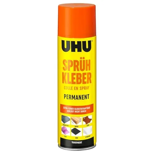 UHU Sprühkleber permanent + transparent, Sprühdose 500ml