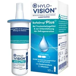 Hylo-Vision Safedrop Plus Augentropfen - Arzneimittel zur langanhaltenden Linderung von Trockenheitsgefühl und Reizungen, ideal für Bildschirmarbeitsplätze und Kontaktlinsenträger dank innovativem SafeDrop® System.