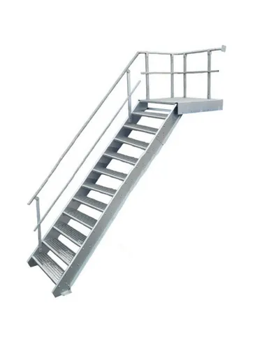 SRM Design Außentreppe 11 Stufen + Podesttreppe Geländer links breite 100cm höhe 180-240cm