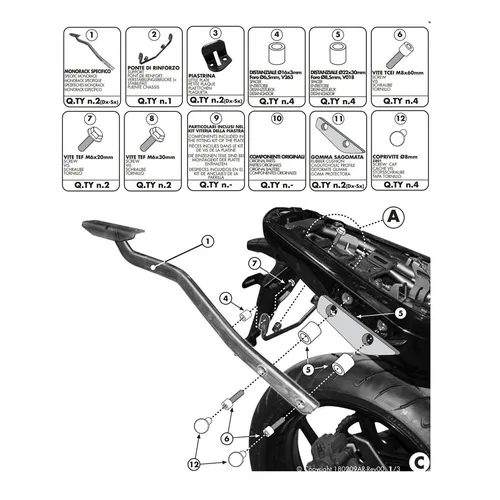 GIVI Topcase Träger für Kawasaki ER 6N/ER 6F 650