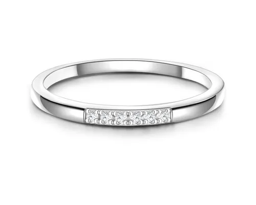 GLANZSTÜCKE MÜNCHEN Damen Ring aus 925/- Sterling Silber - Exklusiver Damenring aus rhodiniertem Sterling Silber, besetzt mit funkelndem Zirkonia – der perfekte Eyecatcher für jedes Outfit, ideal als Geschenk in attraktiver Schmuckverpackung.
