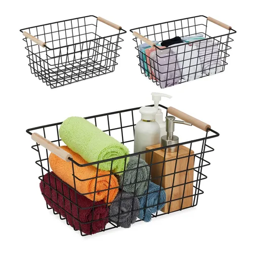 Drahtkorb Metallkorb Gitterkorb Aufbewahrungskorb Deko Korb Eisenkorb 3er Set