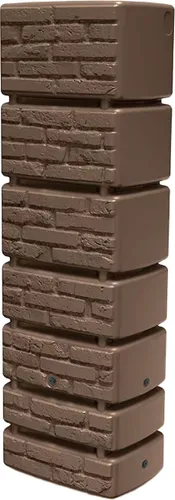 Regentonne eckig COLONNA 350 Liter braun inkl. Hahn - Regentonne 350 l, dekoratives Design in Steinstruktur, ideal für moderne Gärten, inklusive Wasserhahn für einfache Bewässerung.