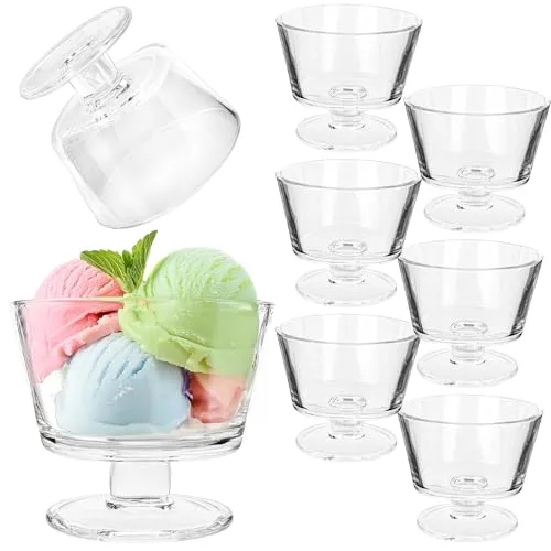 KADAX Eisbecher 6 Stück Set, 280 Milliliter Dessertschale aus hochqualitativem Glass, 10.6x9.4cm Eisgläser, Spülmaschinenfeste Fruchtgeleeschalen, Dessert Tassen für Eiscreme (280 ml, 6 Stück Set)