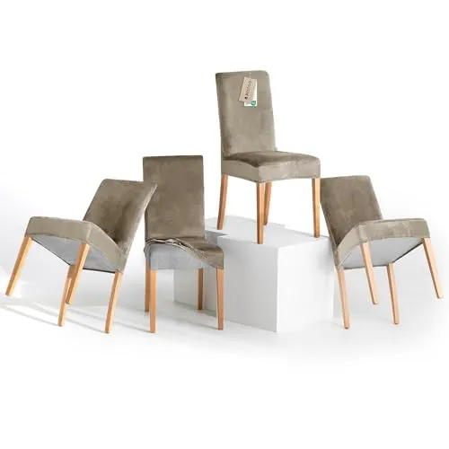 RESTILO Stuhlhussen 4er Set Sento Beige in beige von RESTILO