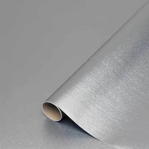 d-c-fix Möbel-Klebefolie Metallic Platino Silber, 45 cm x 1,5 m – abwaschbare und selbstklebende Deko-Folie für Küche, Schrank, Tisch & Fensterbank – glänzend & langlebig