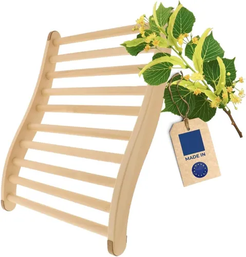 Hofmeister Sauna-Rückenlehne - Ergonomische S-Form Rückenlehne aus Holz, rutschfest mit Korkfüßen, ideal für komfortables Entspannen in der Sauna.