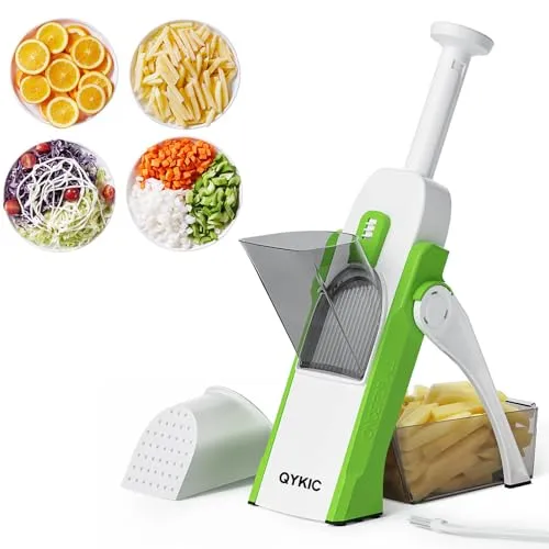 QYKIC Gemüseschneider, Verstellbar Gemüsehobel Mandoline Vegetable Slicer Kartoffelschneider Zwiebelschneider