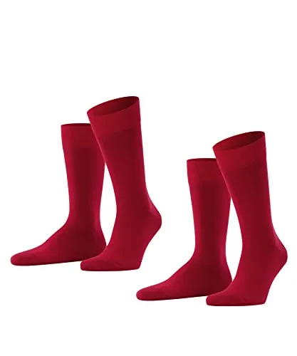 FALKE Herren Socken Happy Double Pack M So Baumwolle einfarbig 2 Paar, Rot Scarlet 8228, 47-50