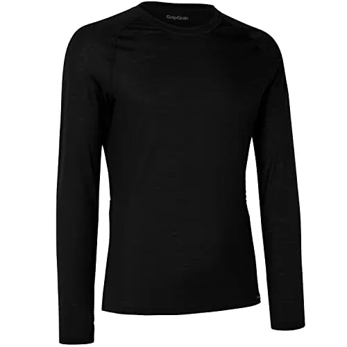 GripGrab Merino Polyfiber Langärmeliges Unterhemd, Schwarz, XXL EU - Funktionsshirt mit optimalem Temperatur- und Feuchtigkeitsmanagement dank Merino Wolle und Polyester, ideal für kalte bis milde Bedingungen beim Radfahren.