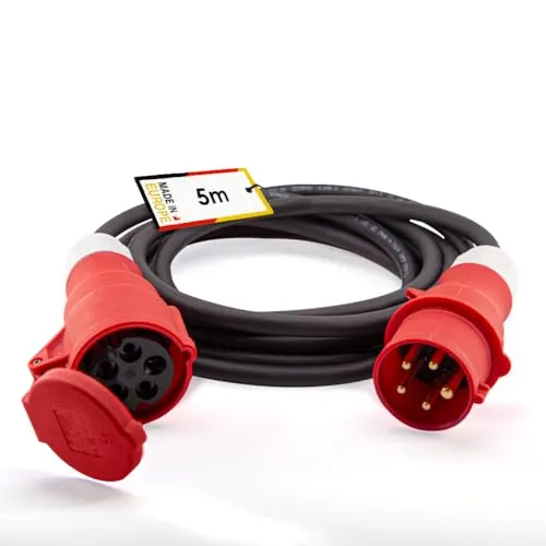 KlingerBorn CEE-Verlängerungsleitung H07RN-F 5G1,5 | 16A - 5m, 10m, 20m, | Starkstrom, Kraftstrom | IP44 | Ideal für Baustellen, Industrie & Heimwerken | 5m |