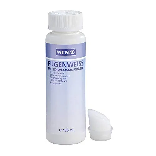 Wenko Fugenweiss mit Schwamm, 125ml - Effektive Fugenreinigung - Effektiver Wannen- und Kachelreiniger mit schimmelhemmenden Eigenschaften. Für blitzsaubere Fugen im Handumdrehen - einfach zu handhaben und mit langlebiger Spitze.