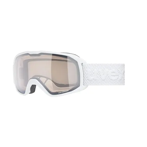 Uvex Xcitd V Skibrille - White Matt Vario Silver Mirror - Herren & Unisex Skibrillen mit variomatic-Technologie für optimale Sicht bei wechselnden Lichtverhältnissen und Anti-fog-Beschichtung für klare Sicht auf der Piste.