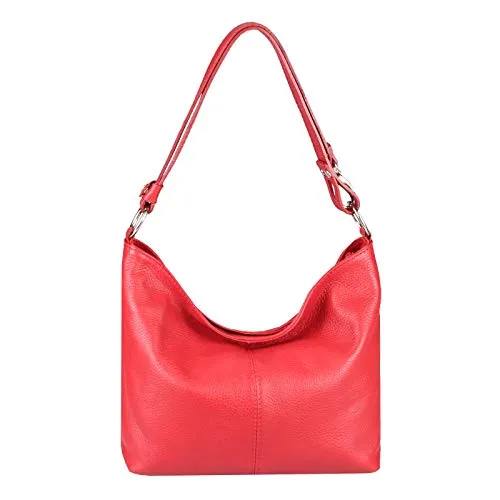 OBC DAMEN LEDER TASCHE Metallic Shopper Hobo-Bags Schultertasche Umhängetasche Handtasche Henkeltasche Ledertasche Damentasche (Rot)