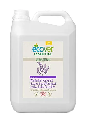 Ecover Waschmittel-Konzentrat Lavendel 5L - Effektives Waschmittel-Konzentrat mit frischem Lavendelduft. Ideal für strahlend saubere Wäsche und umweltfreundliches Waschen. Für alle Farben und Temperaturen bis 60°C geeignet.