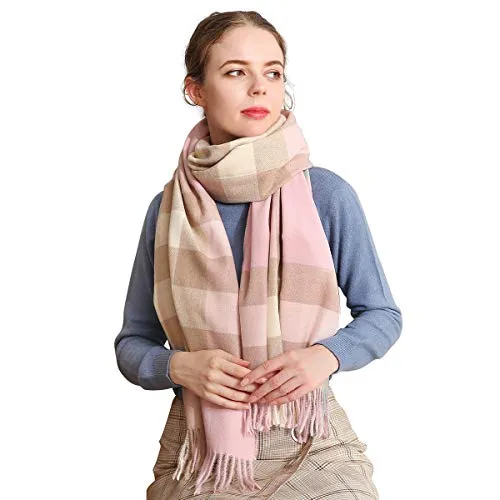 LumiSyne Winter Senior Plaid Wollschal Mit Quasten Für Damen Herren Übergroßer Tartan Kaschmir Textur Stola Klassisches Karomuster Weiche Und Verdickte Pashmina Kariert Schal