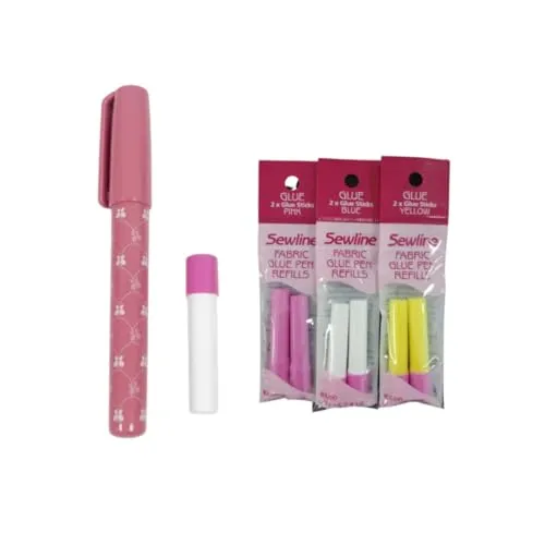 Sewline Riolis löslicher Textilkleber + Ersatzkleber in Blau, Gelb und Rosa