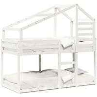 vidaXL Etagenbett mit Dach aus Kiefernholz 90x190 cm - Praktisches Etagenbett mit Dach, ideal für Kinderzimmer mit wenig Platz. Massives Kiefernholz sorgt für Stabilität und Sicherheit. Mit Leitplanken für einen sicheren Schlafplatz und offenem Dach für einfachen Zugang.