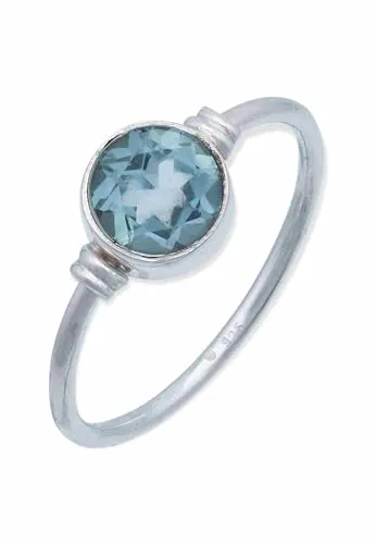 mantraroma Silber Ring Damen 925 mit Stein blau Topas Edelstein blau schlicht modern