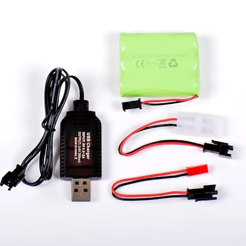 AFTERTECH Akku-Pack NI-MH 3,6 V 2400 mAh 52 x 44 x 15 mm mit USB-Ladekabel und Stecker SM 2P KET JST E3E1