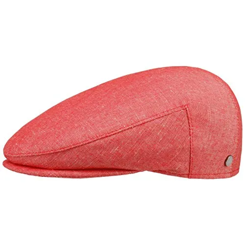 LIERYS Inglese Flatcap Herren Made in Italy Schiebermütze Leinen Baumwolle Denim-Look Frühjahr Sommer rot 57 cm
