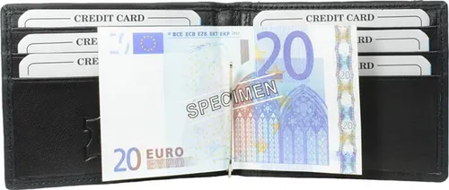 Geldbörse Dollarclip aus Lamm Nappa Leder schwarz - Elegante Geldbörse mit Kleingeldfach, aus hochwertigem Lamm Nappa Leder. Modernes Design im Querformat, ideal für den täglichen Gebrauch.