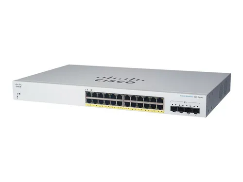 Cisco Switch Business CBS220-24P-4X-EU, 24-Port PoE+ Switch - Router und Netzwerk Switch mit 24 PoE+ Ports, ideal zur Stromversorgung von IP-Geräten bis 195 W, verwaltbar und robust für professionelle Anwendungen.