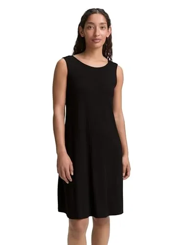 TOM TAILOR Damen Kleid 1046487, 14482-Deep Black, Größe 40 - Freizeitkleid für Damen mit ärmellosem Design und elegantem Cut-Out-Detail. Der weiche, elastische Jerseystoff sorgt für hohen Tragekomfort und Bewegungsfreiheit.