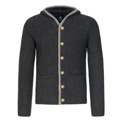 Almbock Trachtenstrickjacke Strickjacke Bavaria (1-tlg) anthrazit mit Kapuze