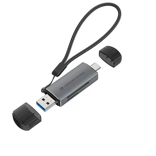Conceptronic Card Reader USB-C/USB-A -> Micro SD/TF sw