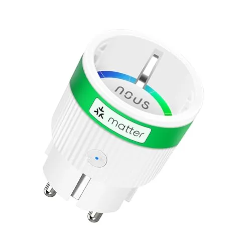 Wi-Fi Smart Steckdose mit Stromverbrauch,16A 3840W, Kompatibel mit Alexa, Google Home, Tuya, NOUS App, Smart Things, App-Fernbedienung, 2.4 GHz WiFi, IP20