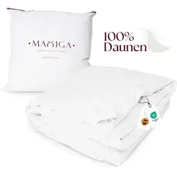 MAXIGA Ganzjahres Daunendecke 135x200 – 100% Gänsedaunen, leicht & atmungsaktiv, optimale Wärmebalance, , Allergikerfreundlich - Weiß